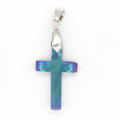 Wholesale Fashion Jewelry Ethnic Iridescent Hematite Cross Pendant with Toggle Clip